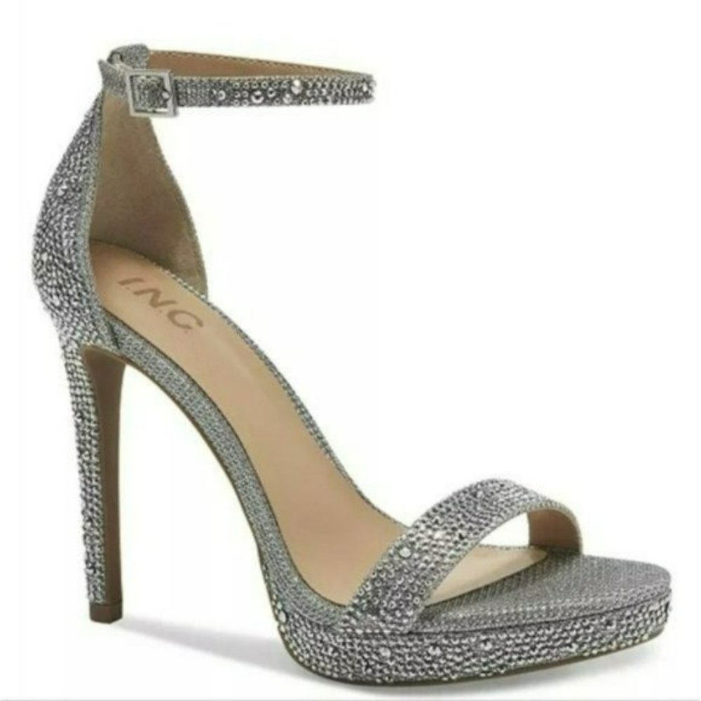 Thalia Sodi Lissy Platform Evening Sandals Silver Bling -9.5 - Picture 1 of 9